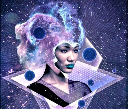 Image futuriste d'un visage de femme
